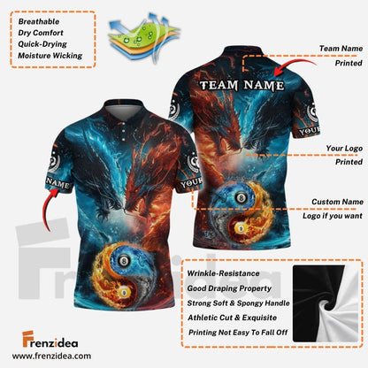 Frenzidea Billiards Ball 8 & 9 Water Dragon VS Fire Dragon Personalized Shirt