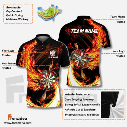 Frenzidea Breath Of Fire Darts Personalized Name, Team Name Polo Shirt (4 Colors)