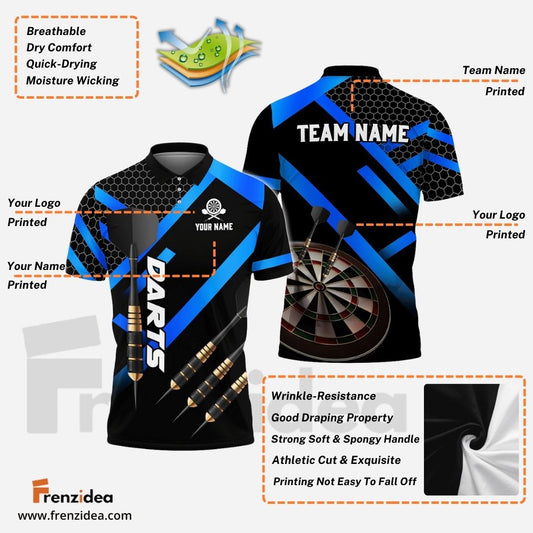 Frenzidea Darts Metalic Style Personalized Name, Team Name 3D Shirt (4 Colors)