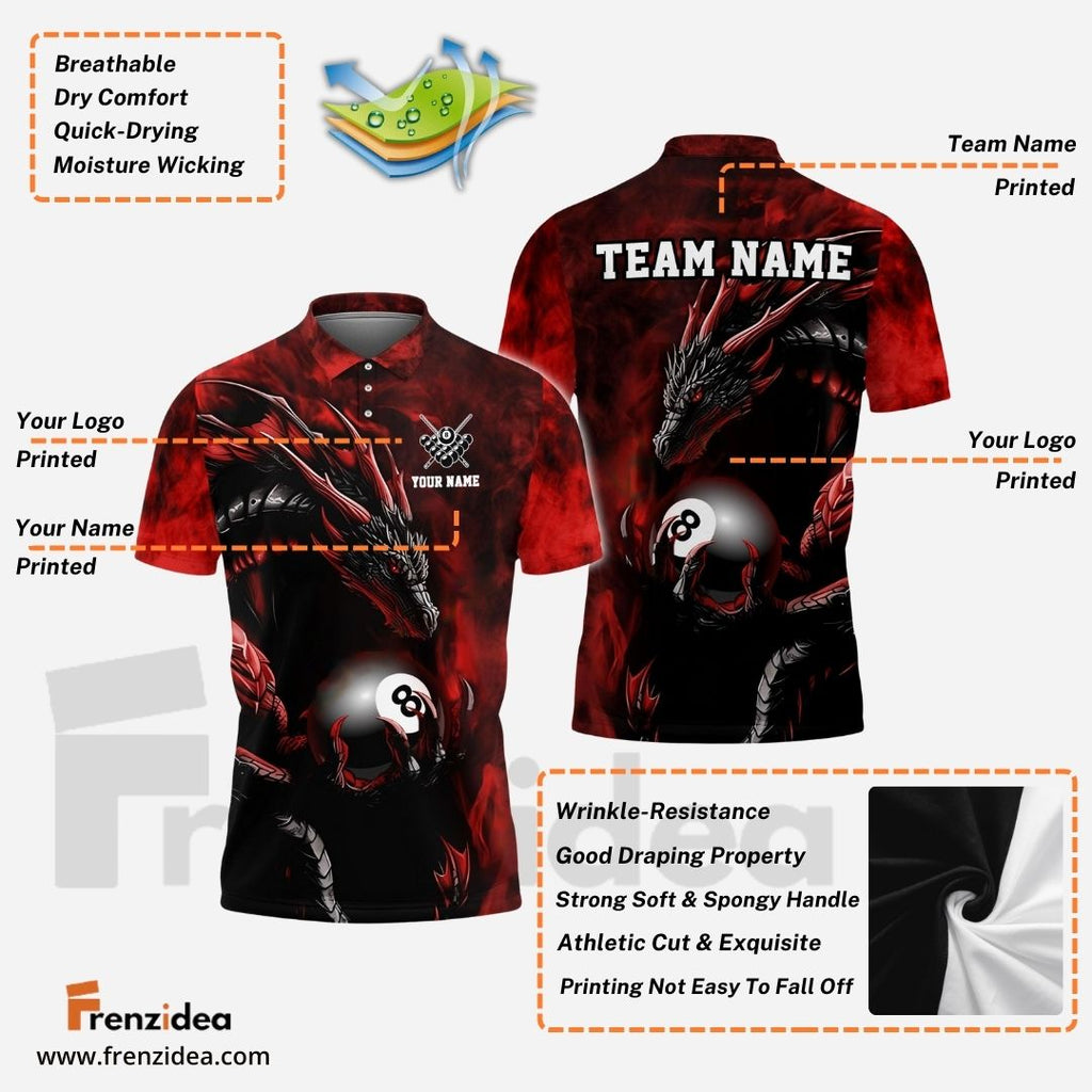 Frenzidea Billiards Ball 8 Aero Dragon Personalized Name, Team Name Unisex Shirt ( 4 Colors )