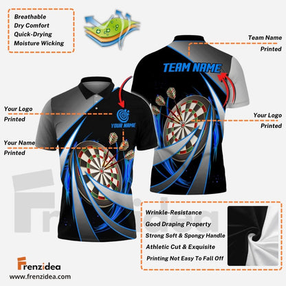 Frenzidea Darts Tornado Pattern Personalized Name, Team Name 3D Shirt (4 Colors)