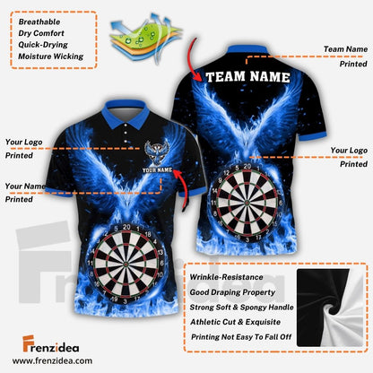 Frenzidea Darts Rebirth Flame Phoenix Personalized Name, Team Name 3D Shirt (4 Colors)