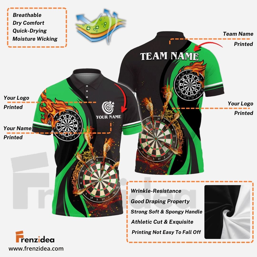 Frenzidea Dart Fire Personalized Name, Team Name 3D Shirt (6 Colors)