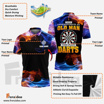 Frenzidea Never Underestimate An Old Man Who Play Darts Personalized Name 3D Shirt