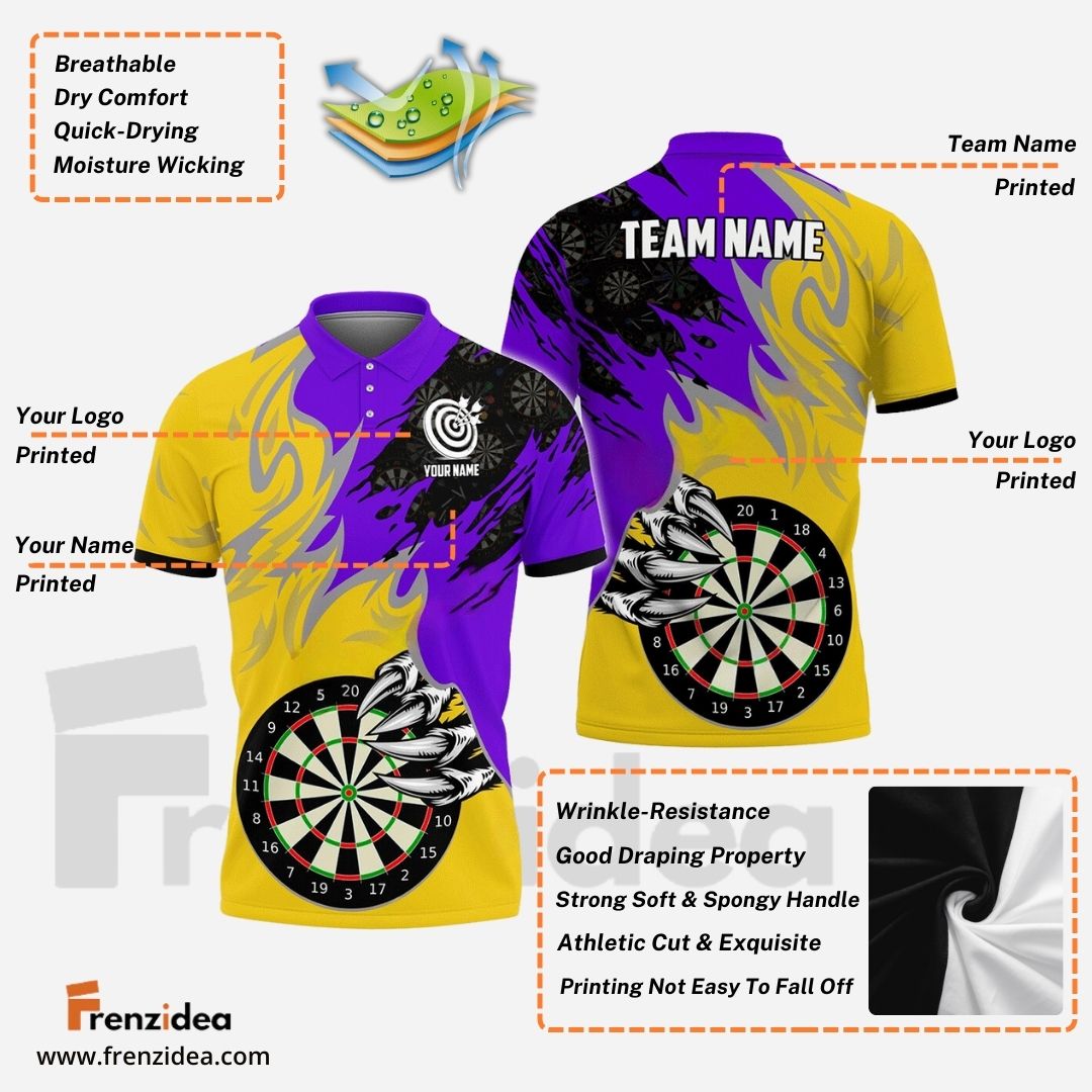 Frenzidea Darts Board Claws Of Devil Personalized Name, Team Name 3D Shirt (4 Colors)