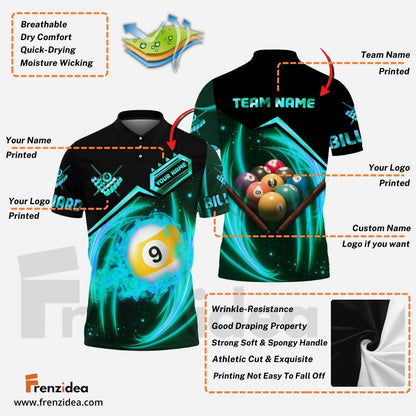 Frenzidea Billiards Rock 9 Ball Personalized Name, Team Name 3D Shirt