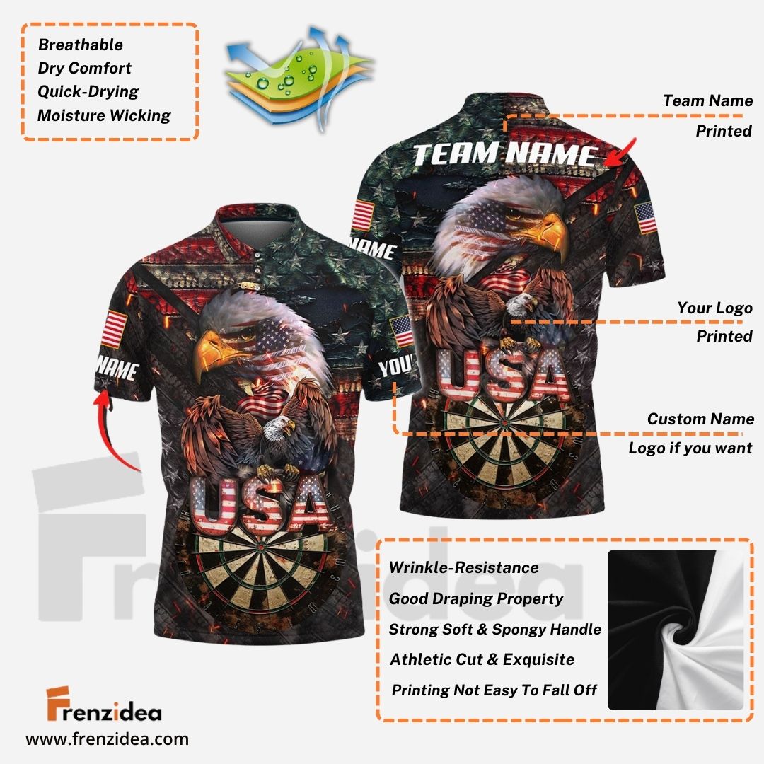 Frenzidea USA Pride Eagle Darts Personalized Name, Team Name 3D Shirt