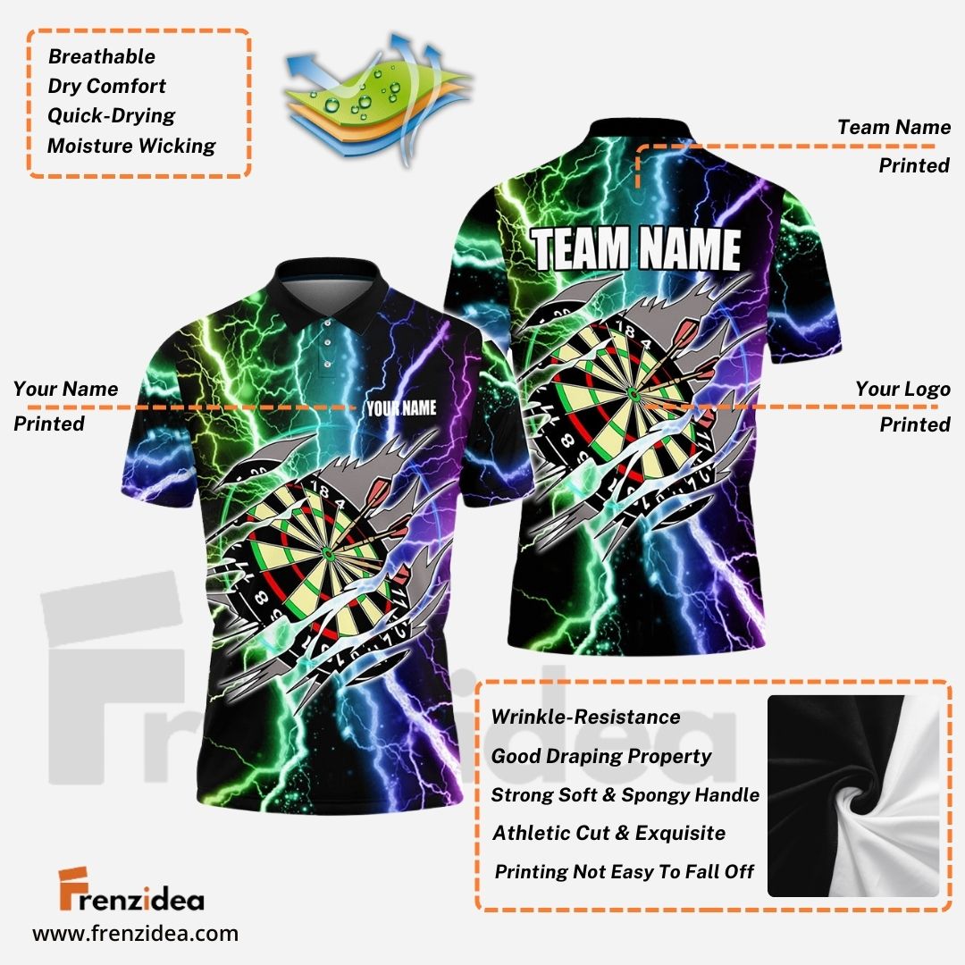 Frenzidea Darts Lightning Personalized Name 3D Shirt