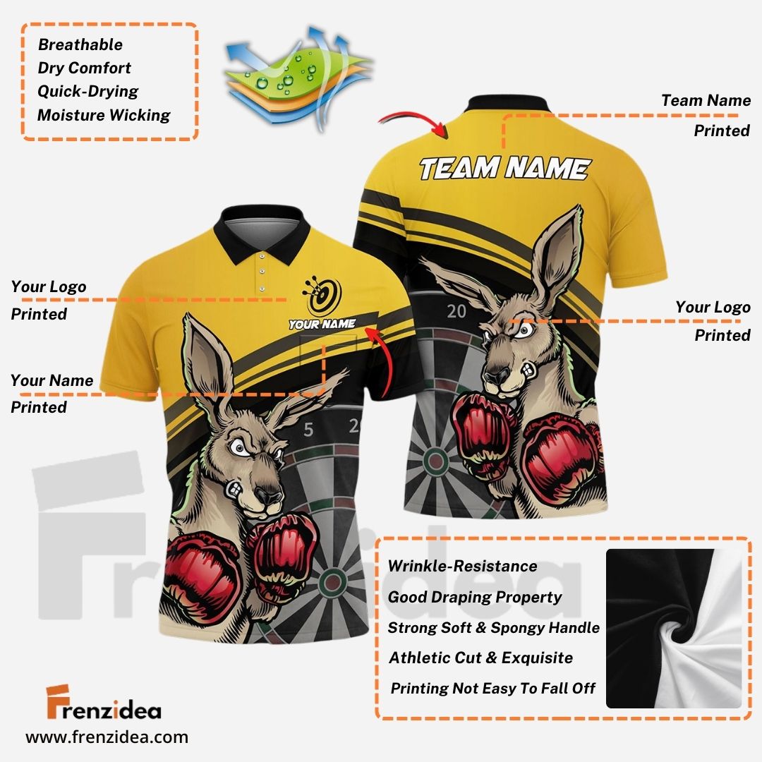 Frenzidea Darts Kangaroo Personalized Name, Team Name 3D Shirt