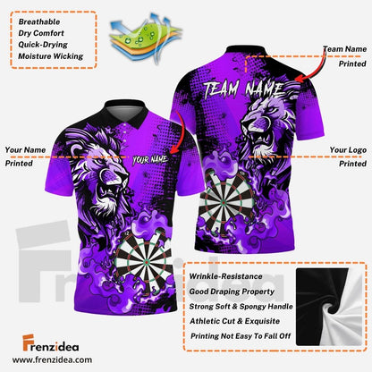 Frenzidea Darts Flame Lion Personalized Name, Team Name 3D Shirt (4 Colors)