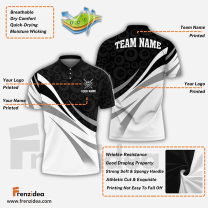 Frenzidea Billiards Ribbon Personalized Name, Team Name Shirt