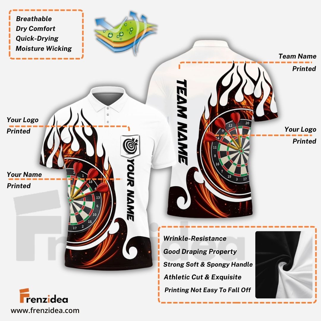 Frenzidea Fire Blaster Darts Personalized Name, Team Name 3D Pocket Polo