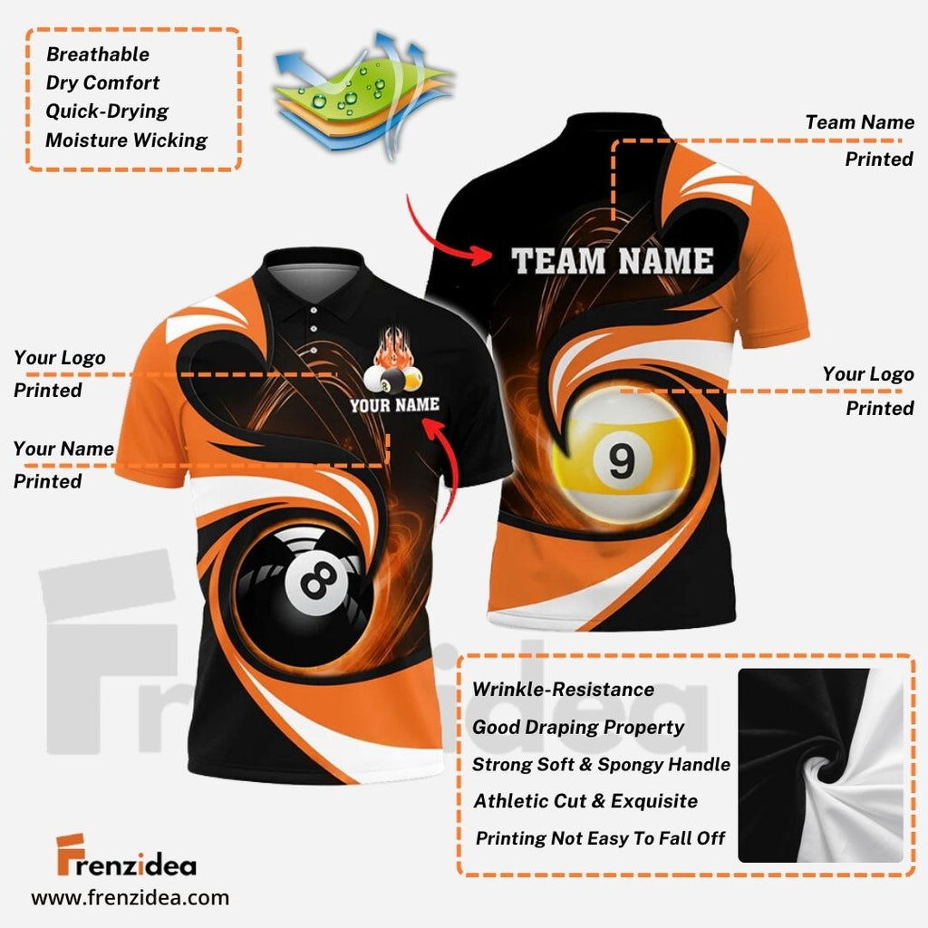 Frenzidea Billiards 8 Ball & 9 Ball Stormeye Personalized Name, Team Name Unisex Shirt ( 6 Colors ) (S)