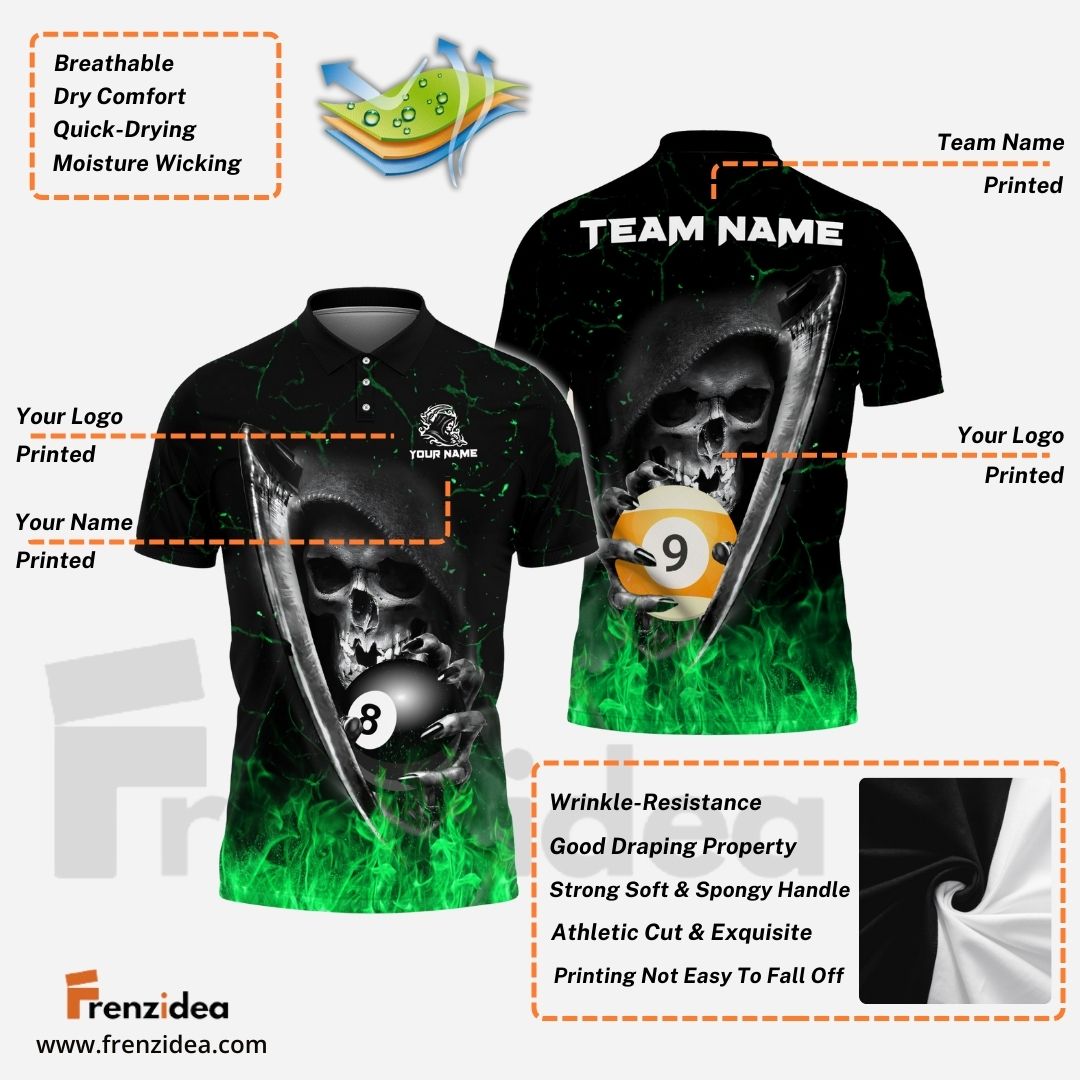 Frenzidea Billiards Reaper Fate Decider Personalized Name, Team Name Unisex Shirt ( 4 Colors )