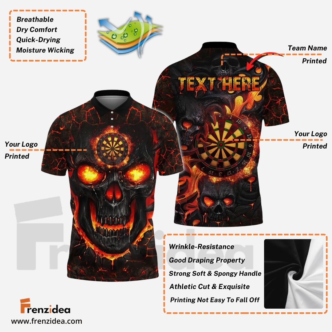 Frenzidea Darts Fire Skull Personalized Name 3D Shirt