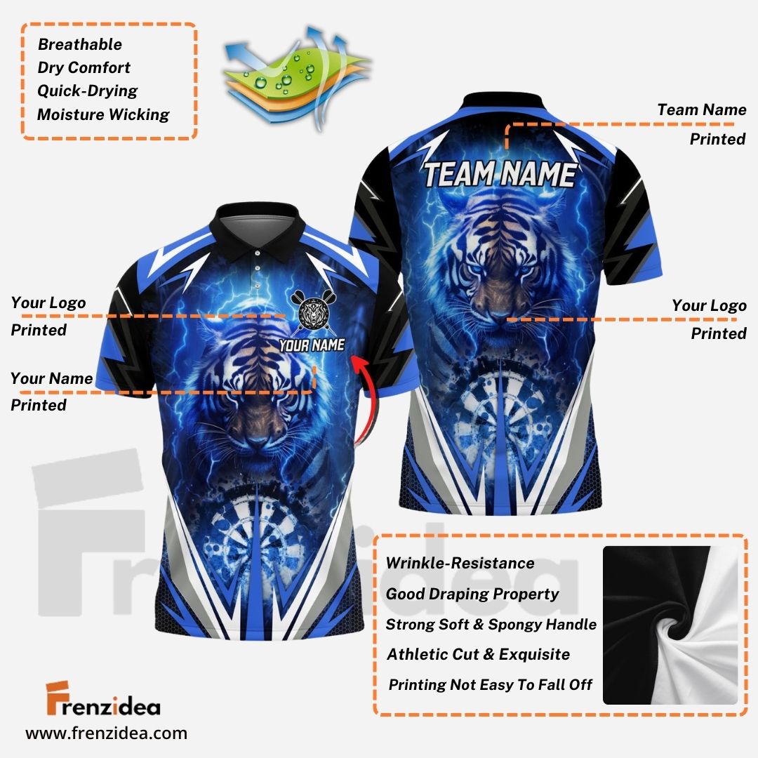 Frenzidea Darts Thunder Tiger Personalized Name, Team Name 3D Shirt