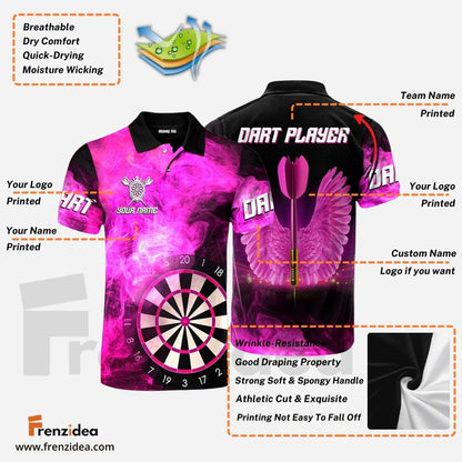 Frenzidea Darts Pink Player Arrow With Wings Personalized Name 3D Shirt