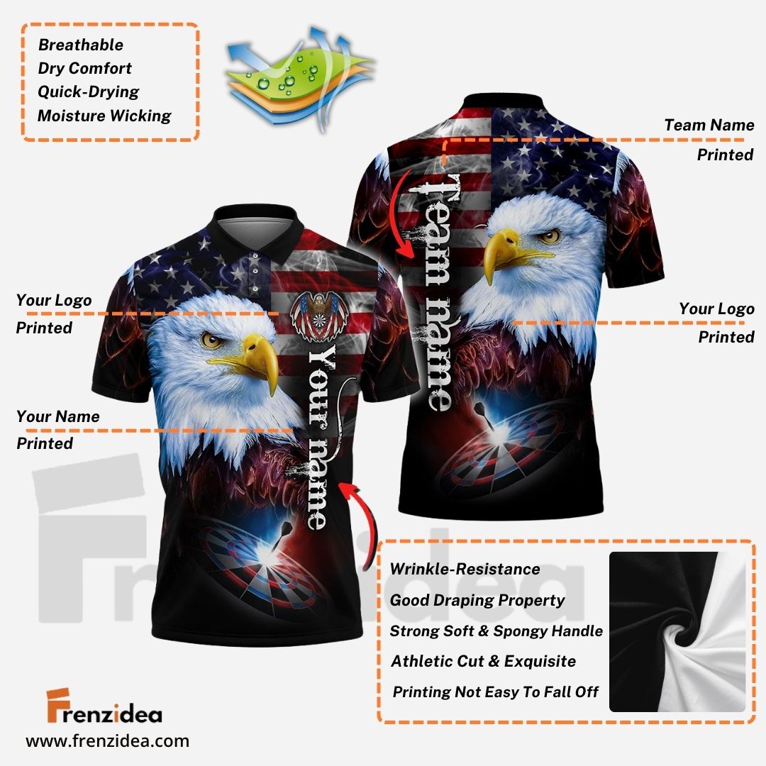 Frenzidea USA Eagle Darts Personalized Name, Team Name 3D Shirt