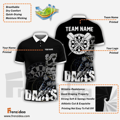 Frenzidea Darts Black Stylist Pro Personalized Name 3D Shirt