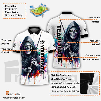 Frenzidea Billiards Reaper Colorful Personalized Name, Team Name Shirt