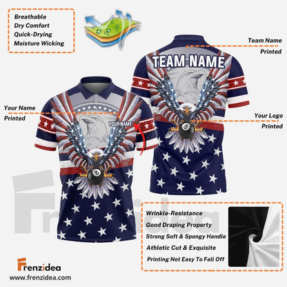 Frenzidea Billiards Ball 8 Mighty American Eagle Personalized Name, Team Name Unisex Shirt