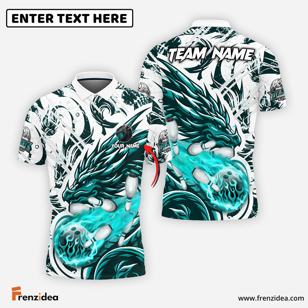 Frenzidea Bowling And Pins Blasting Dragon Customized Name 3D Shirt ( 6 Colors)