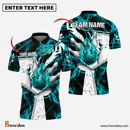 Frenzidea Bowling And Pins Fire Destroys Darkness Customized Name 3D Shirt ( 5 Colors)