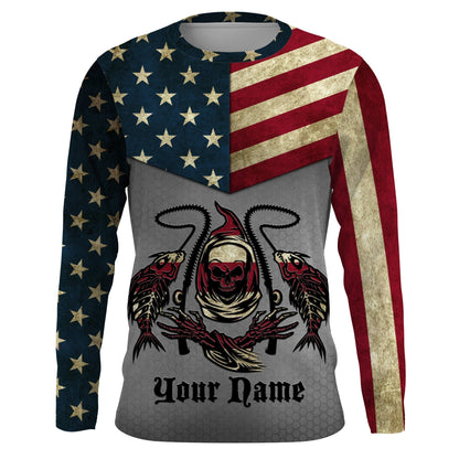 Frenzidea Halloween American Flag Fish Reaper Custom Long Sleeve Shirts