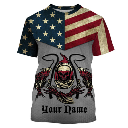 Frenzidea Halloween American Flag Fish Reaper Custom Long Sleeve Shirts