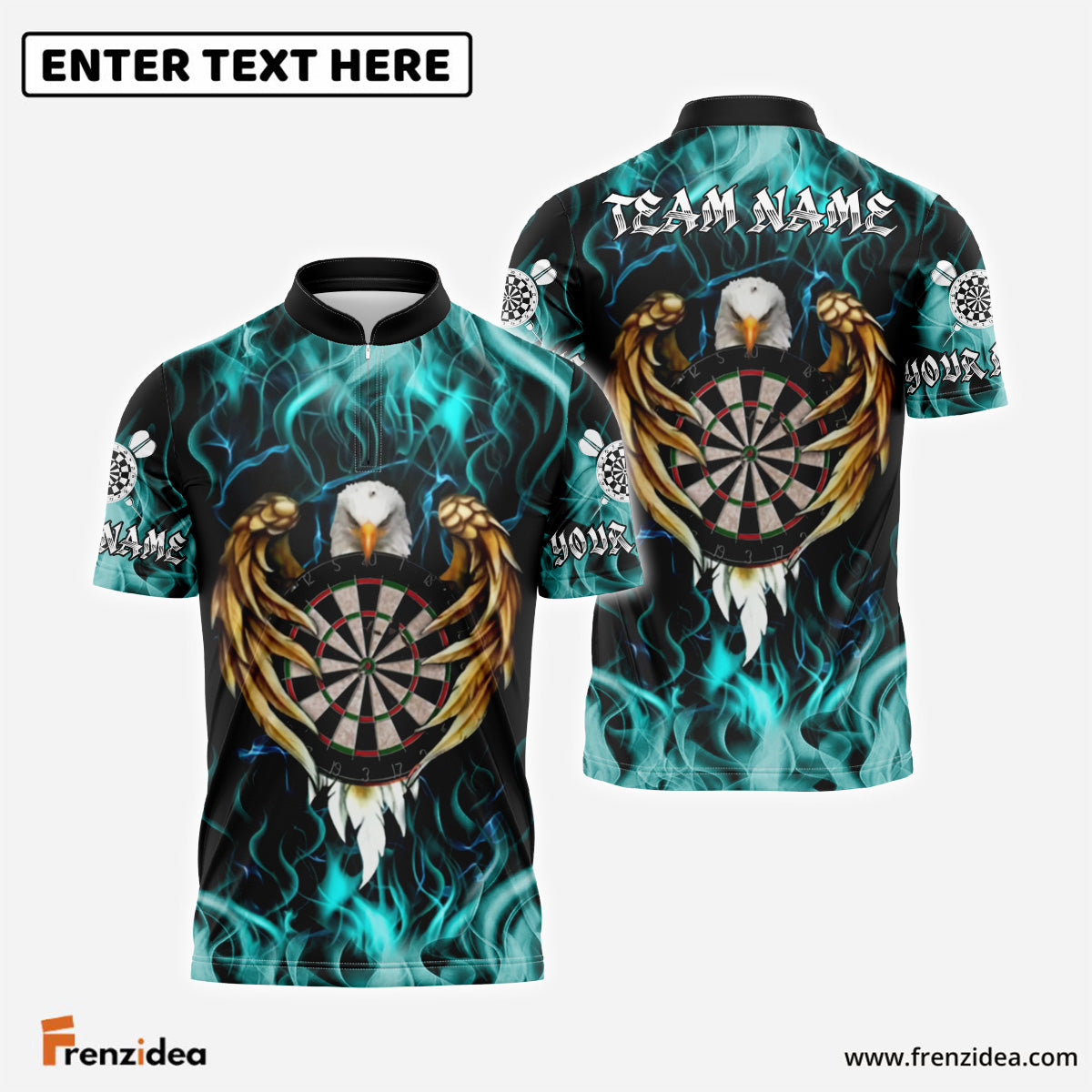 Frenzidea Darts Fire Eagle Multicolor Options Personalized Name Shirt (4 Colors)