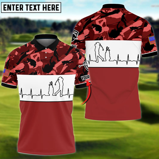 frenzidea Golf Heart Beat Personalized Name 3D Shirt