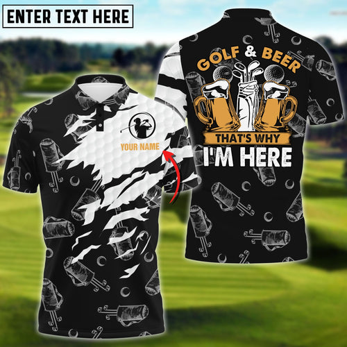 Frenzidea Golf And Beer That's Why I'm Here Personalized Name, Team Name 3D Shirt