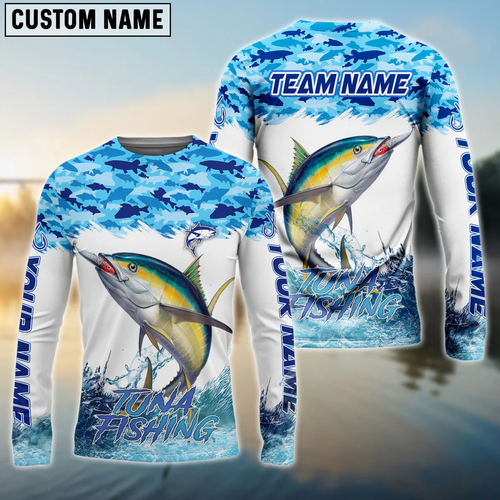 Frenzidea Tuna Fishing Blue Water Camo Custom Name & Team Name 3D Shirts