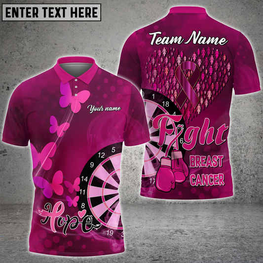 Frenzidea Darts Breast Cancer Hope Personalized Name, Team Name 3D Shirt