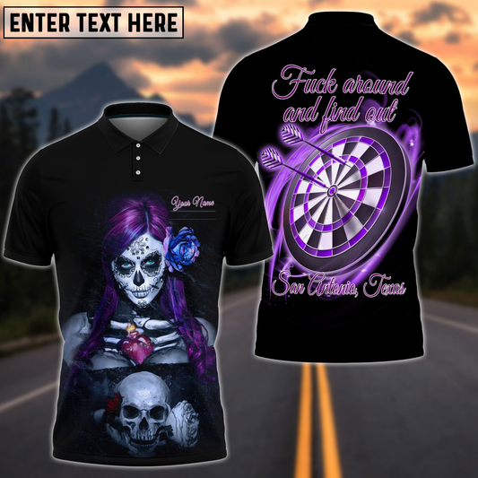 Frenzidea Darts Purple Girl & Skull Personalized Shirt