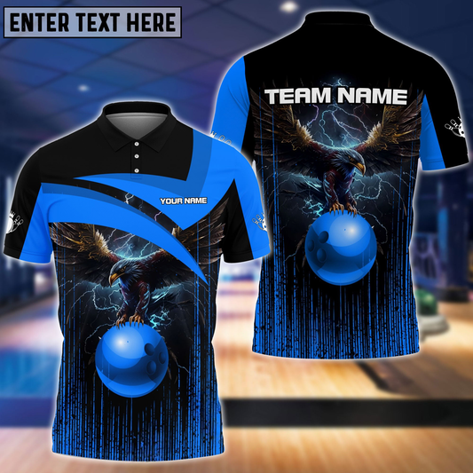 Frenzidea Bowling And Pins Premium Eagle Customized Name 3D Shirt (4 Colors)