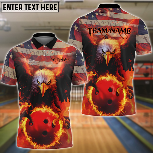 Frenzidea Bowling And Pins American Eagles Pride Fire Customized Name And Team Name 3D Shirt