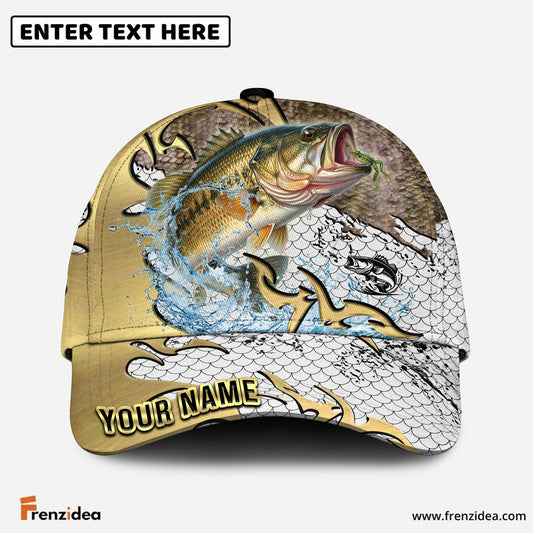 (12 Breeds) Frenzidea Gold Scale Fishing Customized Name 3D Cap