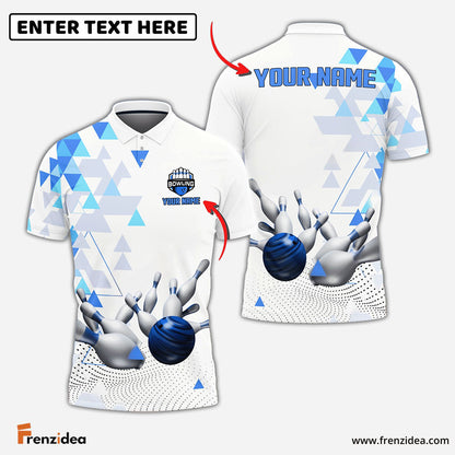 Frenzidea Bowling And Pins Rising Level Up Strike Pattern Customized Name 3D Shirt (4 Colors)