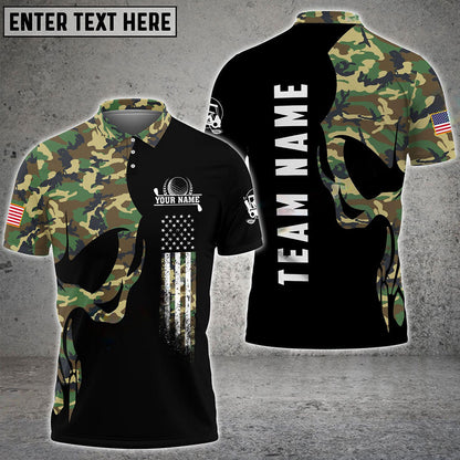 Frenzidea Golf Skull Camo Customized Name, Team Name 3D Shirts (4 Colors)