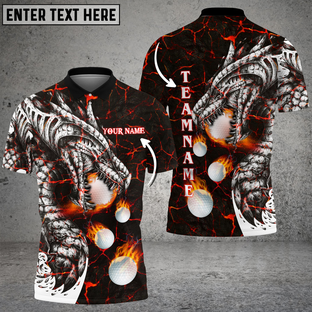Frenzidea Dragon Fire Golf Ball Personalized Name, Team Name 3D Shirt