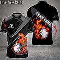 Frenzidea Golf Sport Black Fire Ball Personalized Name, Team Name 3D Shirt