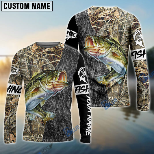 Frenzidea Custom Largemouth Bass Fishing Camo Personalized Bass Fishing 3D Shirt