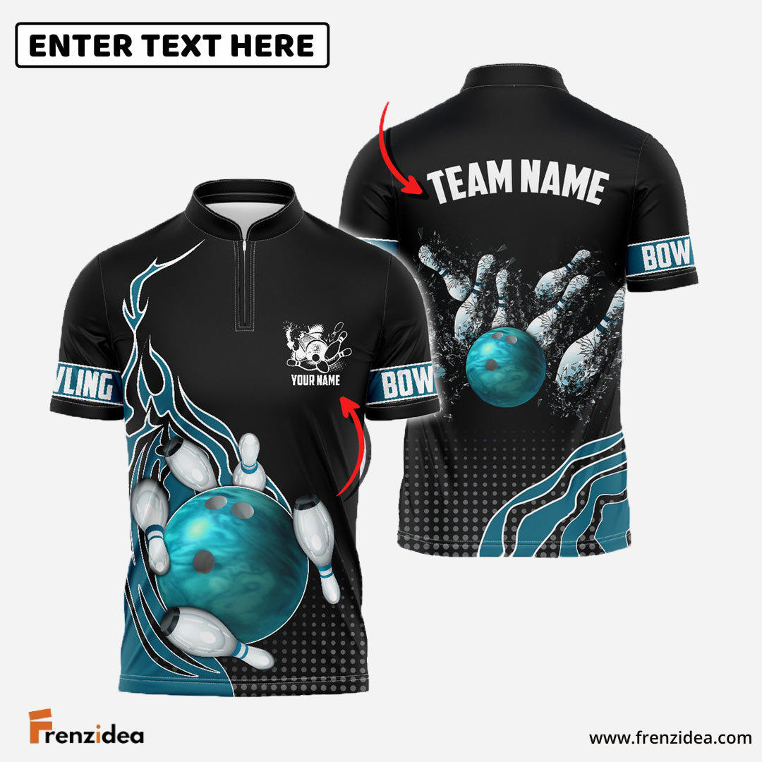 Frenzidea Bowling And Breaking Pins Multicolor Option Customized Name 3D Shirt