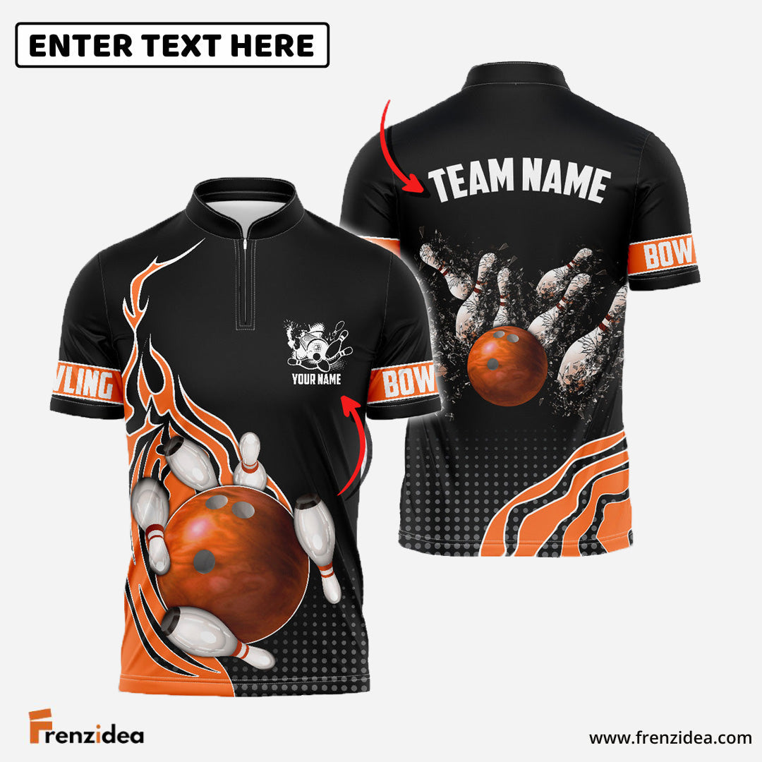 Frenzidea Bowling And Breaking Pins Multicolor Option Customized Name 3D Shirt