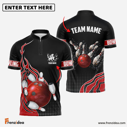 Frenzidea Bowling And Breaking Pins Multicolor Option Customized Name 3D Shirt