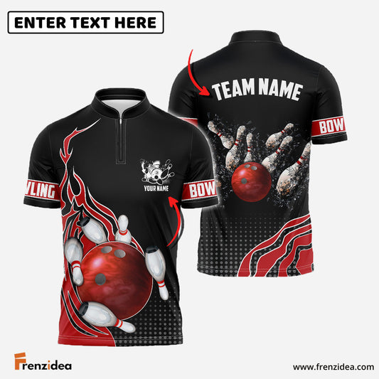 Frenzidea Bowling And Breaking Pins Multicolor Option Customized Name 3D Shirt