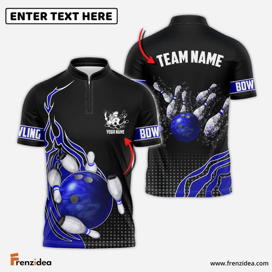 Frenzidea Bowling And Breaking Pins Multicolor Option Customized Name 3D Shirt