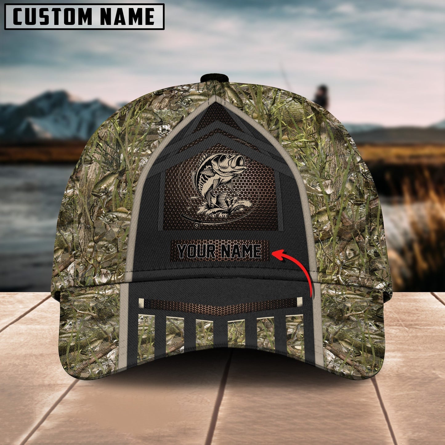 Frenzidea Personalized Bass Fishing Camo Classic Cap