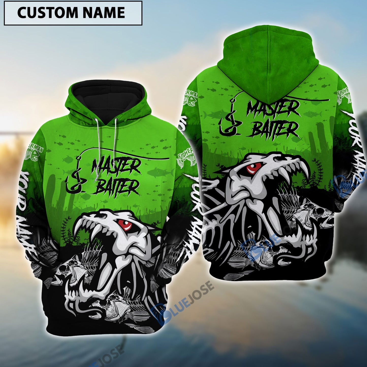 Frenzidea Master Baiter Green Custom Name 3D Shirts